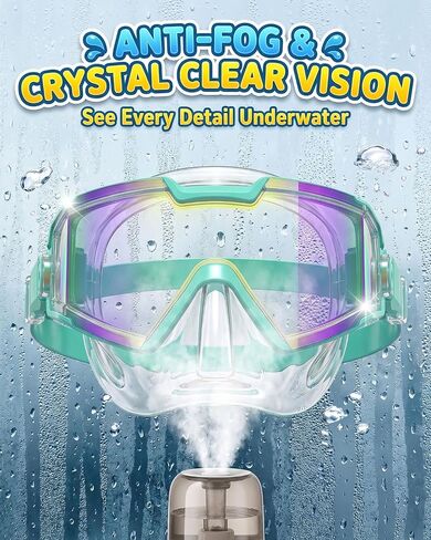 Kids Swimming Goggles 2 Pack, Anti Fog&UV Swim Goggles for Boys Girls, No Leak Pool Beach Essentials for kid 3-14 (Blue & Green with Nose Cover) in Kuwait