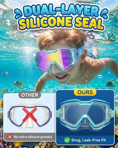 Kids Swimming Goggles 2 Pack, Anti Fog&UV Swim Goggles for Boys Girls, No Leak Pool Beach Essentials for kid 3-14 (Blue & Green with Nose Cover) in Kuwait