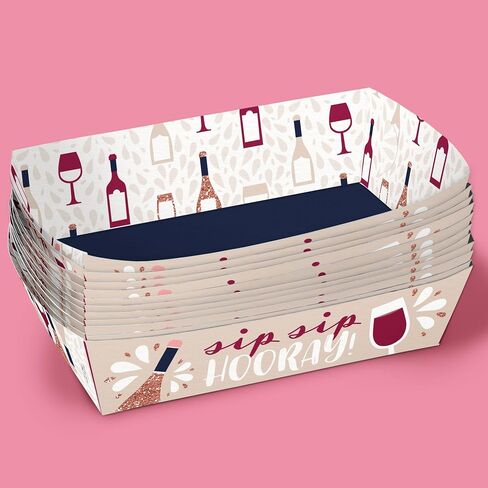Big Dot of Happiness But First, Wine Party Paper Food Trays, Disposable Food Boats for Birthday or Wine Tasting Picnic, Double-Sided Paper Meal Holders for Nachos, Hot Dogs, French Fries - 12 Ct in Kuwait