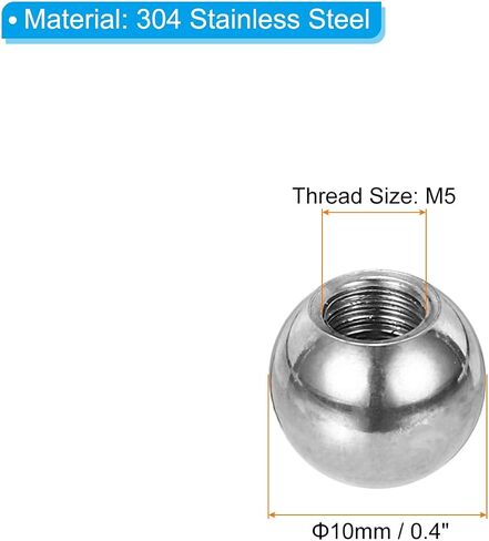 PATIKIL M5x10mm Ball Nuts Knob, 8 Pcs Female Thread 304 Stainless Steel Round Blind Hole Screw Cap Cover for Lighting Machinery DIY Decoration, Silver in Kuwait