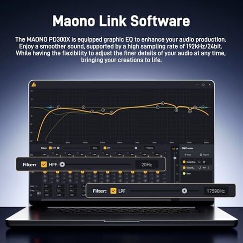 طقم ميكروفون ديناميكي MAONO، ميكروفون USB XLR Podcast مع ذراع بوم للتسجيل الصوتي وإنشاء المحتوى والاستديو المنزلي (PD300X+BA37) in Kuwait