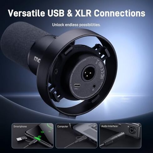 طقم ميكروفون ديناميكي MAONO، ميكروفون USB XLR Podcast مع ذراع بوم للتسجيل الصوتي وإنشاء المحتوى والاستديو المنزلي (PD300X+BA37) in Kuwait