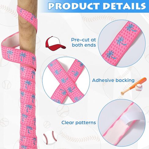 2 Pcs Coconut Tree Baseball Bat Grip Tapes, 1.5mm, Coconut Tree Precut Full Softball Grip Tapes, Non Slip Baseball Bat Wrap for Sport Cricket Hockey Softball Tennis Badminton Handles Replacement in Kuwait
