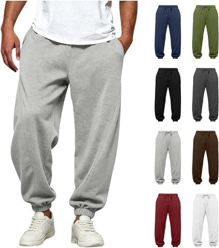 Men's Sweatpants Joggers Lightweight Elastic Bottom Baggy Sweat Pants Casual Workout Athletic Track Pants Pockets in Saudi Arabia