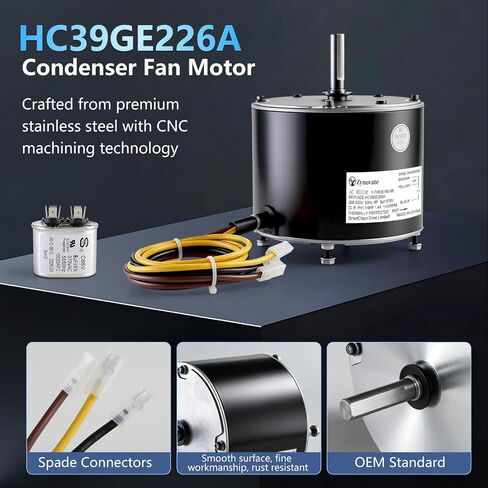استبدال محرك مروحة المكثف HC39GE226A لـ GE Carrier Bryant Payne، 1/4 HP 1100 RPM 208-230V 1.4A محرك مروحة مكثف لاستبدال Y7S623C835L 5KCP39FGY563S HC39GE226 HB39GQ230 HB39GQ230A 1172709 in Kuwait