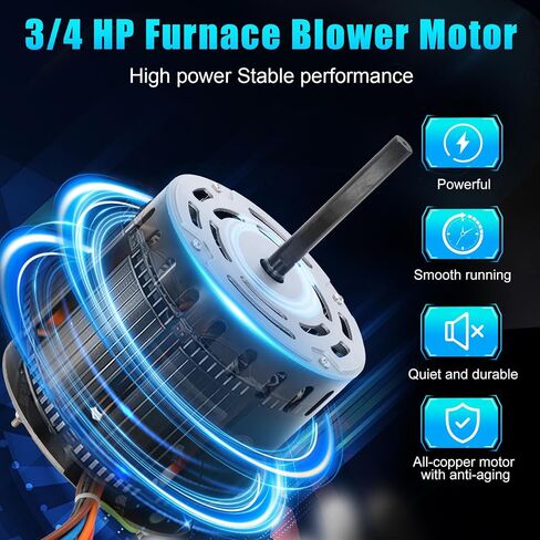 5KCP39PGS171S Furnace Blower Motor, 5KCP39NGZ205S Blower Fan Motor for GE Genteq, 3/4 HP 115V 1080 RPM Replacement for Carrier HC45AE118A HC45AE118 Packard 45118 Rheem 51-104342-01 in Kuwait