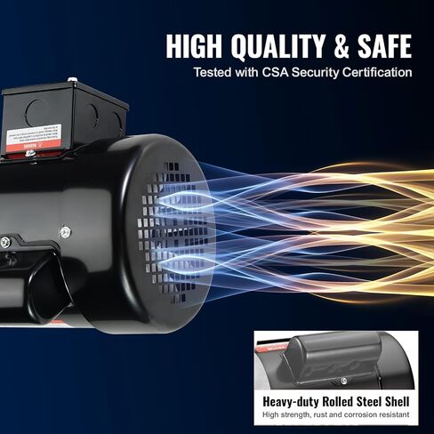 محرك كهربائي VEVOR 1HP 3450 دورة في الدقيقة، تيار متردد 115 فولت/230 فولت، إطار 56C، محرك ضاغط الهواء أحادي الطور، عمود بمفتاح 5/8 بوصة، دوران CW/CCW للآلات الزراعية والمعدات العامة in Kuwait