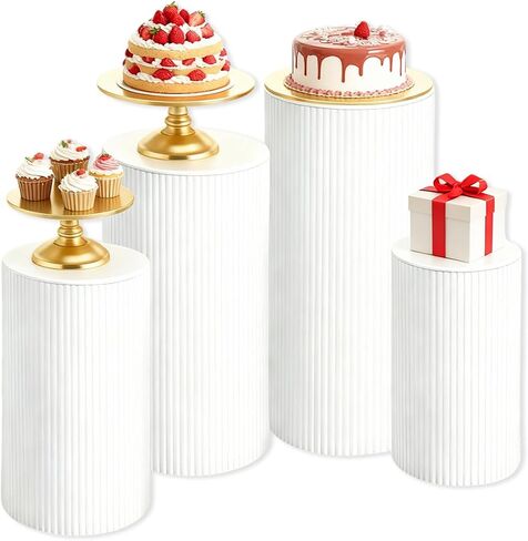 4 PCS Cylinder Stands for Party, Metal Pedestal Stands, Cilindros Para Fiestas Redondos Negros, Suitable for Hosting Weddings, Baby Baptisms, Parties, Ceremonies, and Trade Exhibitions. in Kuwait