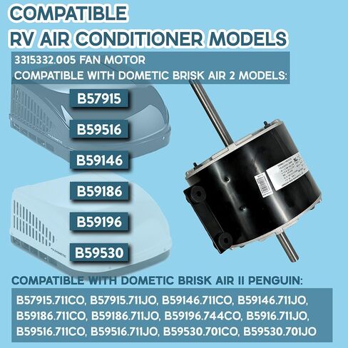 Dometic Atwood 3315332.005 Brisk AIR 2 genteq F48AF70A61 Duo-Therm II Fan Motor, OEM Replacement 1/5 HP, 115V, 3.3A, 1585RPM, 3 Speed - Year Warranty in Kuwait