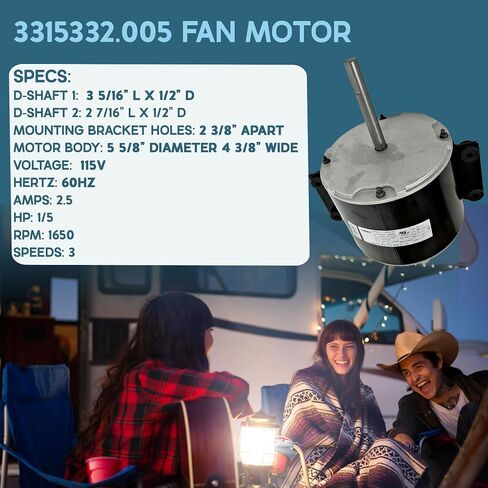 Dometic Atwood 3315332.005 Brisk AIR 2 genteq F48AF70A61 Duo-Therm II Fan Motor, OEM Replacement 1/5 HP, 115V, 3.3A, 1585RPM, 3 Speed - Year Warranty in Kuwait