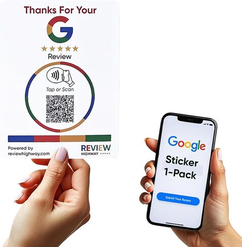 Google Review Tap Card، NFC وQR Code Scan، 5 عبوات | حجم بطاقة الائتمان لتسليمها للعملاء، بدون اشتراك أو تطبيق، مراجعات فورية، قابلة لإعادة الاستخدام، تعمل مع iPhone وAndroid in Kuwait