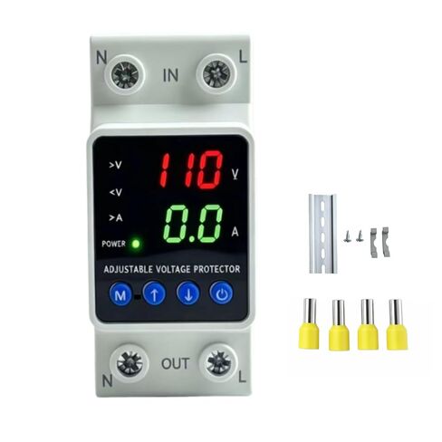 110/220V,63A,Over & Under Adjustable Voltage Protector | Low and High Voltage Cut off, Support 110V-240V Voltage system, 1-63A Current Ajustable,Protect Inverter in Saudi Arabia