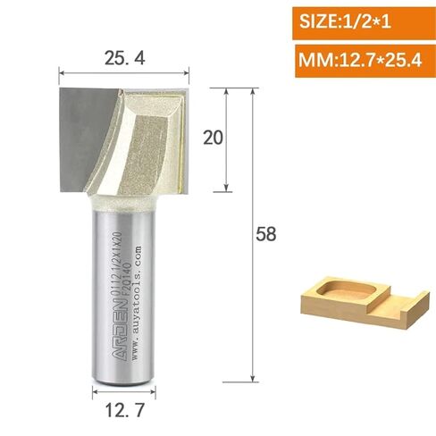 Arden 2 المزامير كربيد أسفل تنظيف راوتر بت النجارة مسطحة القاع الشق نحت أداة CNC للخشب الرقائقي MDF الخشب الصلب (12.7x25.4) in Kuwait