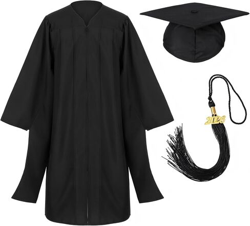 Newrara Master Graduation Gown and Cap Tassel Set, Unisex Matte Black Graduation Regalia, Masters Degree Ceremony Attire in Saudi Arabia
