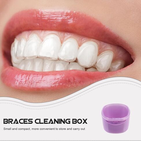 STOBAZA Retainer Cleaning Box for Mouth Guard and Braces, Scratch-Resistant PC Material with Smooth Surface, for Daily Use and Eating, Portable Denture Cleaning Container in Kuwait