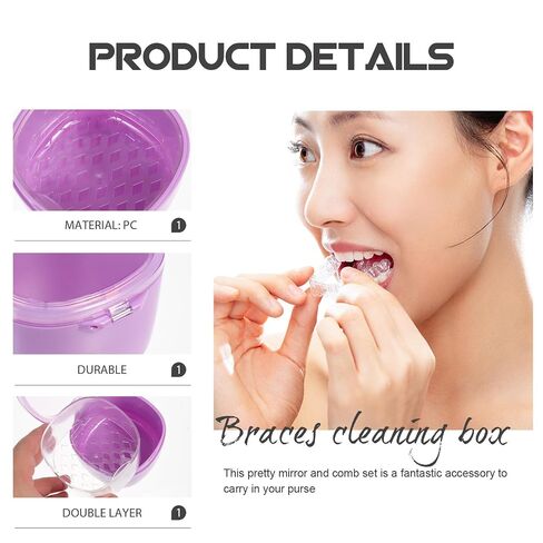 STOBAZA Retainer Cleaning Box for Mouth Guard and Braces, Scratch-Resistant PC Material with Smooth Surface, for Daily Use and Eating, Portable Denture Cleaning Container in Kuwait