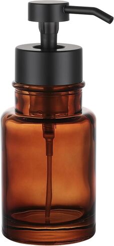 H Halston Amber Glass Foaming Soap Dispenser, Hand Soap, for Kitchen and Bathroom Sink, Heavy Weight Modern Farmhouse Home Decor, Large Capacity Thick Glass Rustproof Pump, Refillable in Kuwait