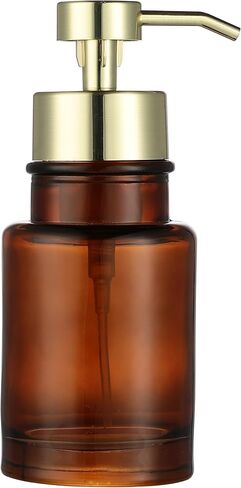 H Halston Amber Glass Foaming Soap Dispenser, Hand Soap, for Kitchen and Bathroom Sink, Heavy Weight Modern Farmhouse Home Decor, Large Capacity Thick Glass Rustproof Pump, Refillable in Kuwait