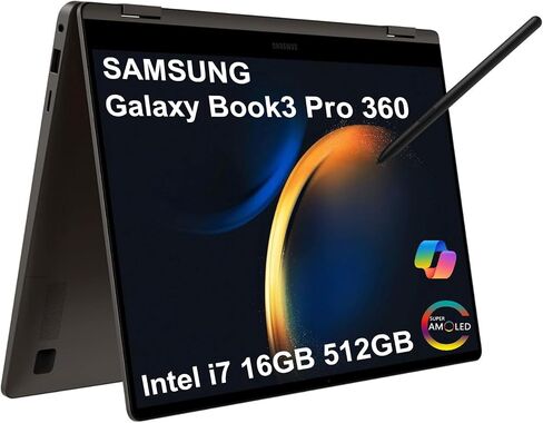 Samsung Galaxy Book Pro 360 2-in-1 Laptop w/ S Pen (15.6" FHD AMOLED Touchscreen, Intel 12-Core i7-1260P, 16GB RAM, 1TB SSD) for Professionals, Fingerprint, Backlit, Wi-Fi 6E, Win 11 Pro, NP950QED in Saudi Arabia