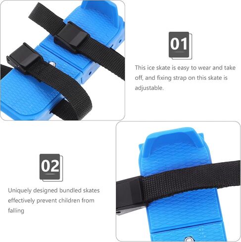 S Ice Skates with Fixing Straps Blue Beginner Ice Skating Shoes for Outdoor Multi-Function Non-Slip in Kuwait