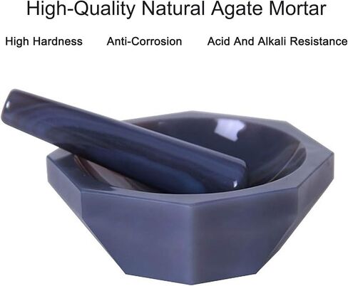 Laboratory Mortar (40-160mm), Natural Agate, with Pestle, Smooth, Wear-resistant, Corrosion Resistant, for Laboratory Testing, 140mm in Kuwait