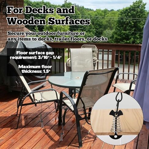 6 مجموعات قوية من الأثاث الخارجي مرساة للفجوة بين الألواح، سطح من الفولاذ المقاوم للصدأ أو مرساة قفص من الدرجة البحرية على شكل هيكل السمكة أوتاد مرساة مع كابل حلقة تسلق لتأمين كرسي طاولة الكرسي in Kuwait