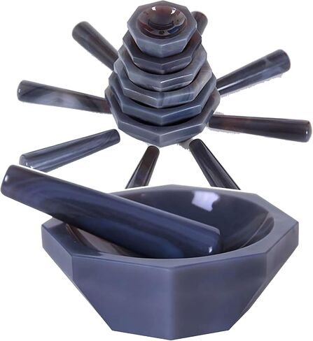 Lab Mortar (40-160mm), Natural Agate, with Pestle, Smooth, Abrasion Resistant, Corrosion Resistant, For Laboratory Studies, 100mm in Kuwait