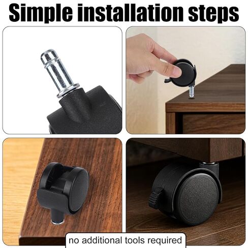 Penitue 4pcs 360° Swivel Caster Wheels, 1.5in Locking Casters with 6mm/0.24in Diameter Stem Heavy Duty Replacement Castor Wheels for Furniture Carts Cabinets Coolers Shelves with Reserved Holes in Saudi Arabia