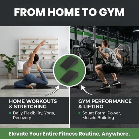 2 Pack Squat Wedge Block for Heel Elevated Squat Weightlifting Calf Stretcher Slant Board for Mobility Balance and Strength Performance in Kuwait