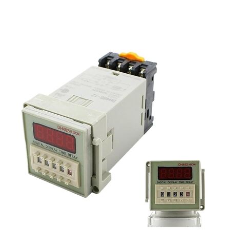 DH48S-1Z Digital LED Programmable Timer Time Relay Switch DH48S 0.01S-9999H DIN Rail AC110V 220V 12V 24V with Socket Base(DC12V) in Kuwait