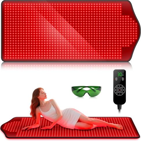 حصيرة العلاج بالضوء الأحمر للجسم ، 73 "× 32" بطانية من العلاج الأحمر للضوء الأحمر بالقرب من الأشعة تحت الحمراء 660 نانومتر 850 نيوتن متر الكاملة ، 1090 LEDS العلاج بالأشعة تحت الحمراء لتخفيف الألم ، تحسين النوم in Kuwait