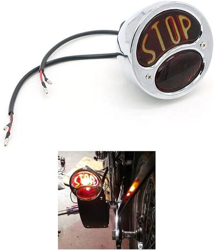 Vintage Ford Model A Tail Light – Stainless Steel Rear Brake Stop Taillight With Red Glass Lens, Universal Fit For Harley, Bobber, Cafe Racer, Rat Rod, 12V Turn Signal Assembly (Chrome) in Kuwait