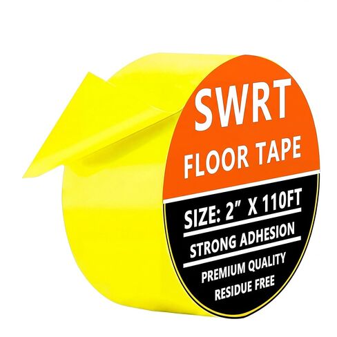 SWRT 2" x 110FT Yellow Floor Marking Tape and Dance Splicing Tape, Caution Gym Floor Tape Warning Safety Stripe Tape for Floor Marking, Athletics, School, Restaurants, Equipment and More in Kuwait