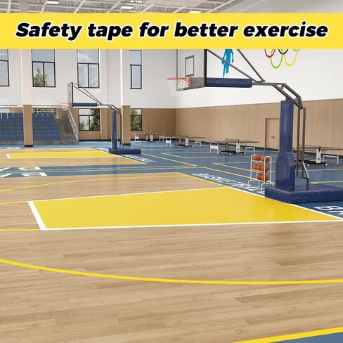 SWRT 2" x 110FT Yellow Floor Marking Tape and Dance Splicing Tape, Caution Gym Floor Tape Warning Safety Stripe Tape for Floor Marking, Athletics, School, Restaurants, Equipment and More in Kuwait