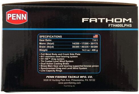 Penn Fathom Low Profile Baitcasting Reel - Saltwater Fishing Reel for Jigging, Jig, Bait and Lure Fishing in Saudi Arabia