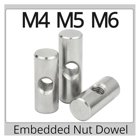 Barrel Bolts,Barrel Bolt Barrel Bolts, M4 M5 M6 Cylindrical Pin Stainless Steel Dowel Cross Hole Hammer Embedded Nut(OD10 M6x20(5PCS)) in Kuwait