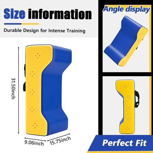 وسادة حجب كرة القدم من Tinideya Wedge مع مقابض أكثر كثافة ونعومة من الإسفنج الرياضي، درع للرياضة الرجبي وكرة القدم المحمولة للتدريب على الحجب والصدمات والاتصال، 32 × 16 × 9 بوصة in Kuwait