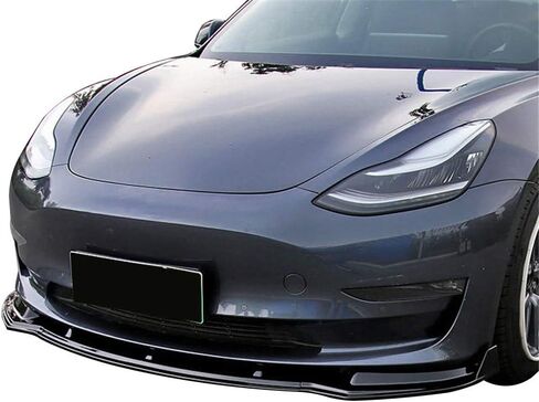 FREEMOTOR802 Front Bumper Lip Splitter Fits 2017-2023 Tesla Model 3, PP Air Dam Chin Spoiler Front Lower Lip Spoiler Body Kit Replacement (Matte Black, 3PCS) in Saudi Arabia