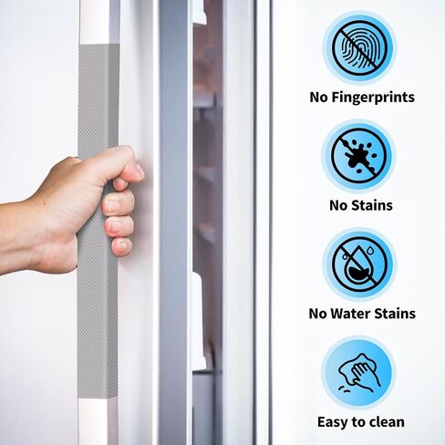 Refrigerator Handle Covers, Easy Clean Waterproof Anti-Slip Handle Tape, Keeps Fridge, Microwave, Oven and Dishwasher Handles Spotless, Fingerprint-Free, and Oil-Free (5In x 5Ft, Grey) in Kuwait