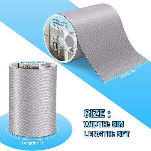 Refrigerator Handle Covers, Easy Clean Waterproof Anti-Slip Handle Tape, Keeps Fridge, Microwave, Oven and Dishwasher Handles Spotless, Fingerprint-Free, and Oil-Free (5In x 5Ft, Grey) in Kuwait