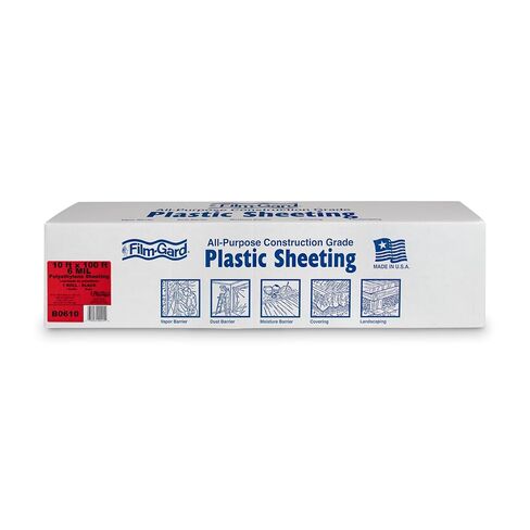 Film-Gard 626031 Construction Plastic Sheeting 10' Width X 100' Length X 6 mil Thick, Black, 1 Count in Kuwait