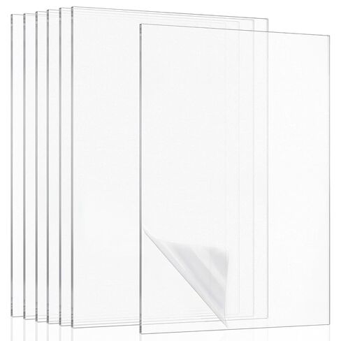 Junkin 6 Pack Non-Glare Acrylic Sheet for Picture Frame 8x10 Inch Glass Replacement Clear Plastic Cast Transparent Plexi Glass UV Shatter Resistant Cover Board for Craft Project DIY Display in Kuwait