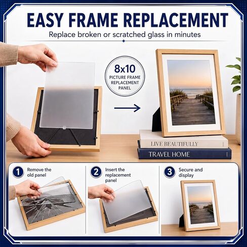 Junkin 6 Pack Non-Glare Acrylic Sheet for Picture Frame 8x10 Inch Glass Replacement Clear Plastic Cast Transparent Plexi Glass UV Shatter Resistant Cover Board for Craft Project DIY Display in Kuwait