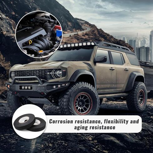 2-Pack Wire Harness Tape, Cloth Electrical Tape Black Electric Self-Adhesive Fabric Tapes Wiring Loom Harness for Automobile Electrical Harnesses Wrap Noise Damping Protection Insulation in Kuwait