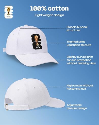 2026 FIFA World Cup Baseball Cap, Breathable Comfortable Unisex Soccer Hat for Stadium, Game Day, Watch Party, Outdoor Sports and Daily Wear.White in Kuwait