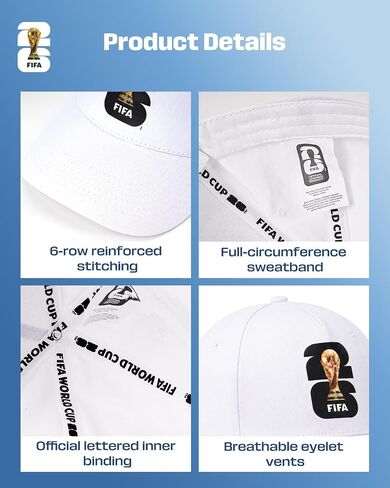 2026 FIFA World Cup Baseball Cap, Breathable Comfortable Unisex Soccer Hat for Stadium, Game Day, Watch Party, Outdoor Sports and Daily Wear.White in Kuwait