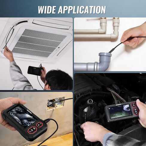 WORKPRO 4.3-Inch Rechargeable Industrial Endoscope Camera, IP67 Waterproof 1920P HD Dual Lens Borescope with 9 Adjustable LEDs, Inspection Camera with 16.4 ft Semi Rigid Cable in Kuwait