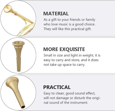 Luxshiny Pure Copper French Horn Mouthpiece Replacement, Professional Brass Instrument Accessory for Beginners and Players, Gold Tone Horn Part Suitable for Music Performance in Kuwait
