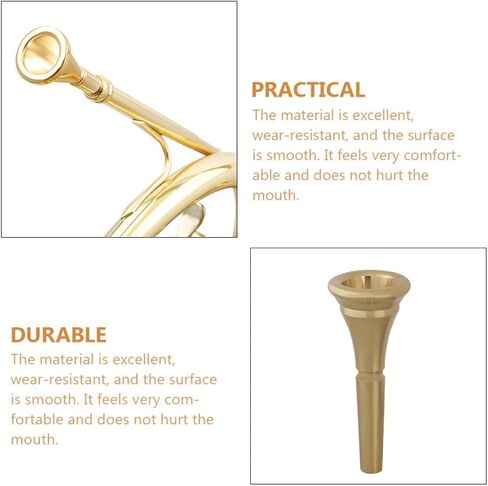 Luxshiny Pure Copper French Horn Mouthpiece Replacement, Professional Brass Instrument Accessory for Beginners and Players, Gold Tone Horn Part Suitable for Music Performance in Kuwait