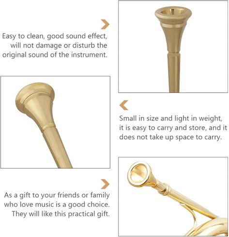 Luxshiny Pure Copper French Horn Mouthpiece Replacement, Professional Brass Instrument Accessory for Beginners and Players, Gold Tone Horn Part Suitable for Music Performance in Kuwait